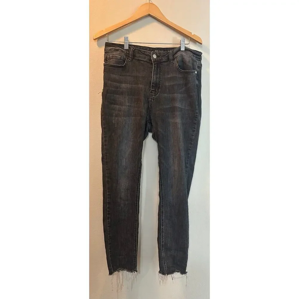 Black Distressed Judy Blue Hem Skinny Jeans – Women’s – Size 32 - Picture 1 of 4